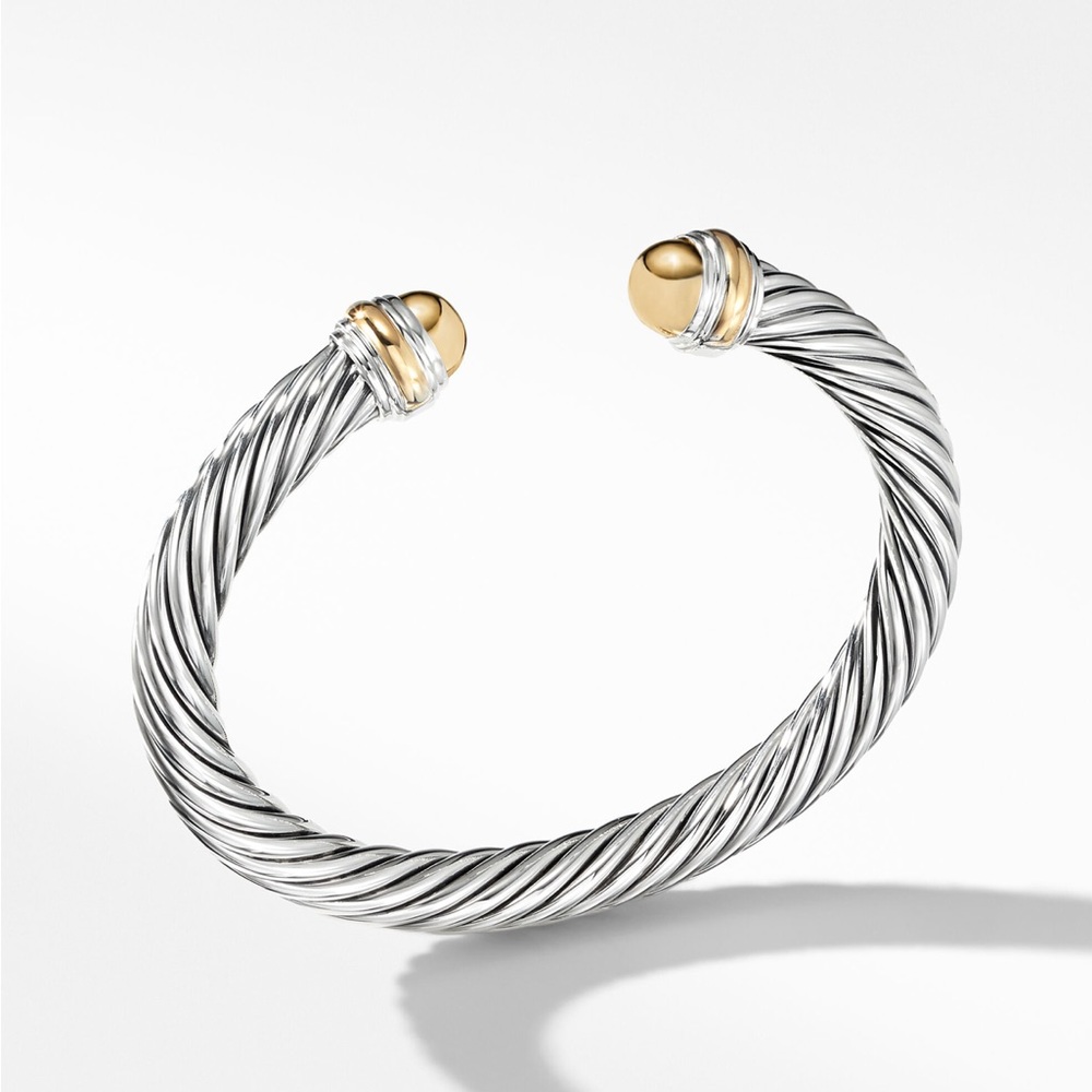 Worn David Yurman cable classics bracelet with 14k yellow gold domes
